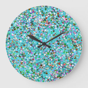 Multicolor Mosaic Modern Grit Glitter #7 Large Clock