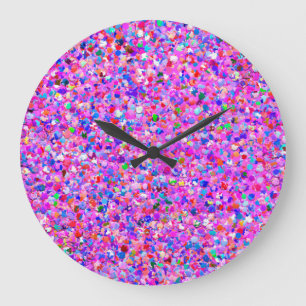 Multicolor Mosaic Modern Grit Glitter #8 Large Clock