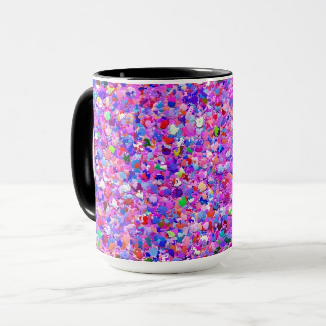 Multicolor Mosaic Modern Grit Glitter #8 Mug (Front Left)