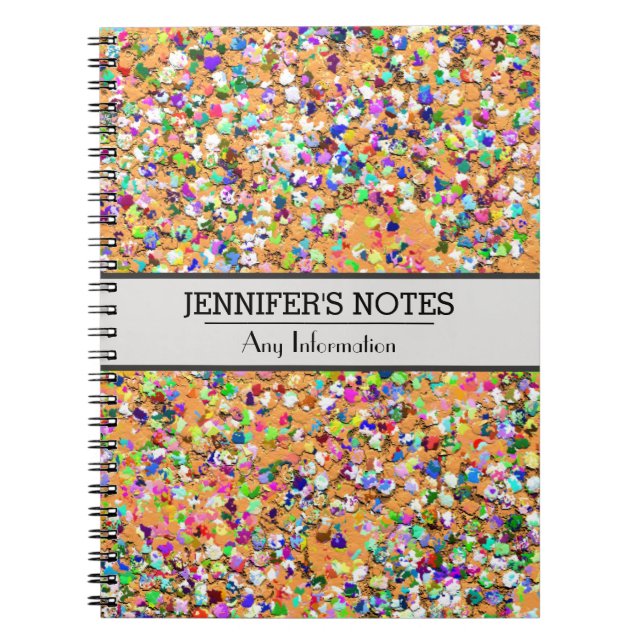 Multicolor Mosaic Modern Grit Glitter #9 Notebook (Front)