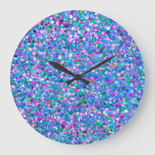 Multicolor Mosaic Modern Grit Glitter Large Clock