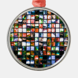 Multicolor Mosaic Squares Christmas Ornament