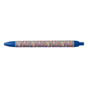 Multicolor Mushroom w Monogram Black Ink Pen