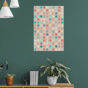 Multicolor Muted Squares Pattern Poster