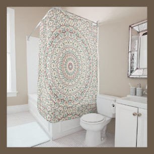 Multicolor Painted Medallion Pattern Shower Curtain