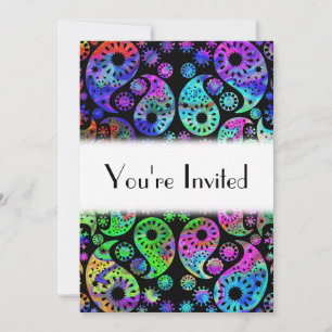 Multicolor Paisley Design. Invitation