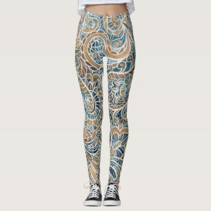 Multicolor Paisley Hand-Drawn Print Leggings
