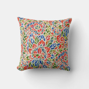 Multicolor Paisley Print Batik Pattern Cushion