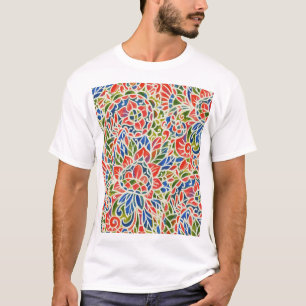 Multicolor Paisley Print Batik Pattern T-Shirt