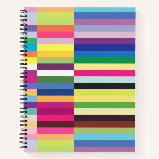 Multicolor pastel colourful striped bright and mod notebook (Front)
