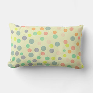 Multicolor pastel dots on pastel yellow lumbar cushion