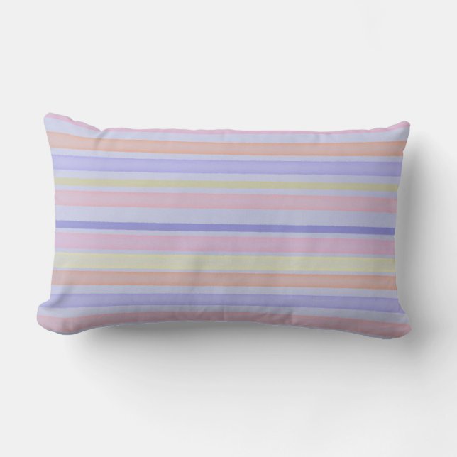 Multicolor pastel stripes lumbar cushion (Front)
