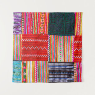 Multicolor Patchwork: Asian Style Quilt. Tapestry