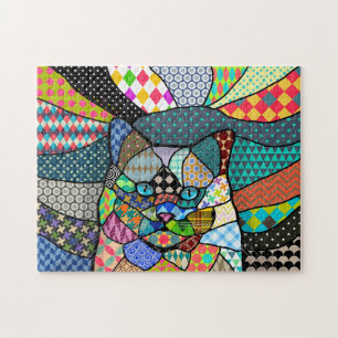 Multicolor Pattern Cat 691 Jigsaw Puzzle