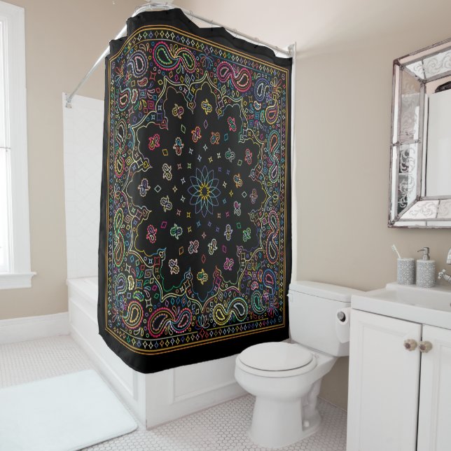 Multicolor pattern shower curtain (In Situ)