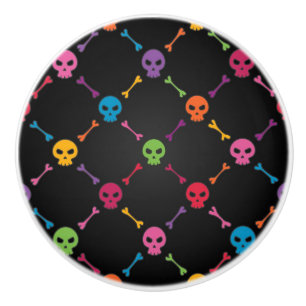 Multicolor pattern with skulls ceramic knob