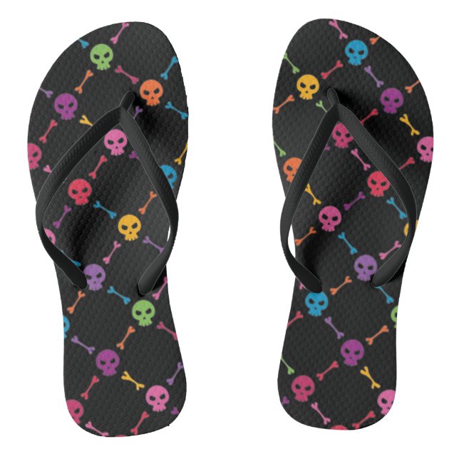 Multicolor pattern with skulls thongs (Footbed)