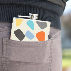 Multicolor Pebbles in White Background Hip Flask