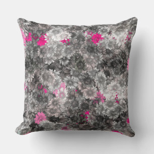 Multicolor Pink and Grey Floral Art Cushion