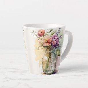 Multicolor Pink Purple White Flowers #9 Latte Mug