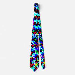 Multicolor Pixel Pattern Tie
