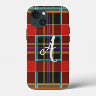 Multicolor Plaid (Tartan) Monogram, Name iPhone 13 Mini Case
