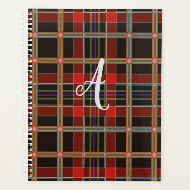 Multicolor Plaid (Tartan) Monogram, Name Custom Planner (Front)