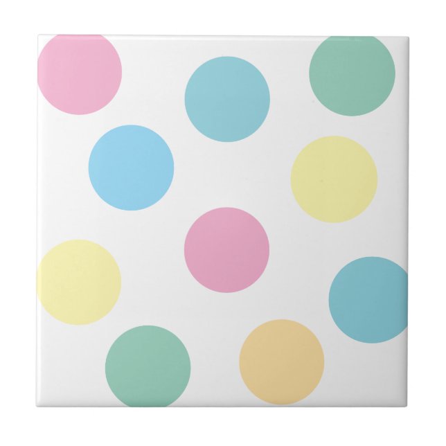 Multicolor Polka Dots Ceramic Tile (Front)