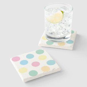 Multicolor Polka Dots Flat Card Stone Coaster