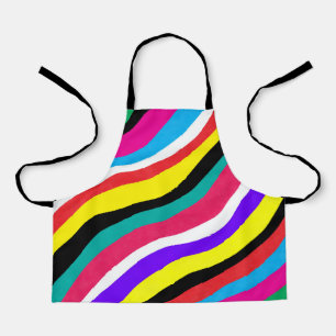 Multicolor Psychedelic Wavy Stripes Apron