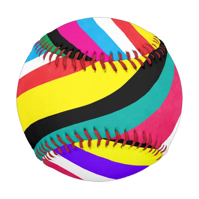 Multicolor Psychedelic Wavy Stripes Baseball (Front)