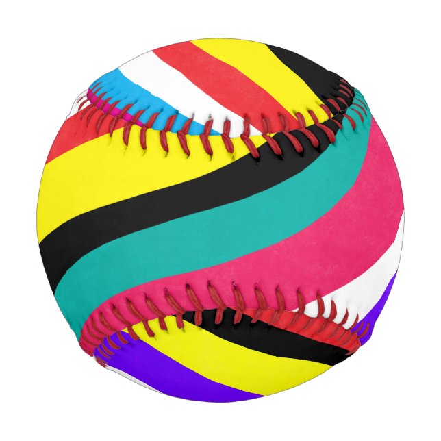 Multicolor Psychedelic Wavy Stripes Baseball (Front)