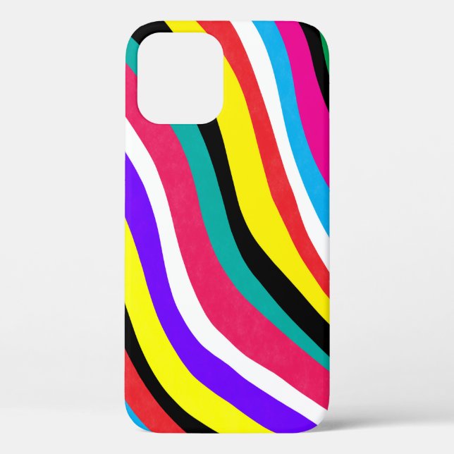 Multicolor Psychedelic Wavy Stripes Case-Mate iPhone Case (Back)
