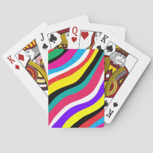 Multicolor Psychedelic Wavy Stripes Playing Cards