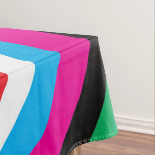 Multicolor Psychedelic Wavy Stripes Tablecloth