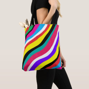 Multicolor Psychedelic Wavy Stripes Tote Bag