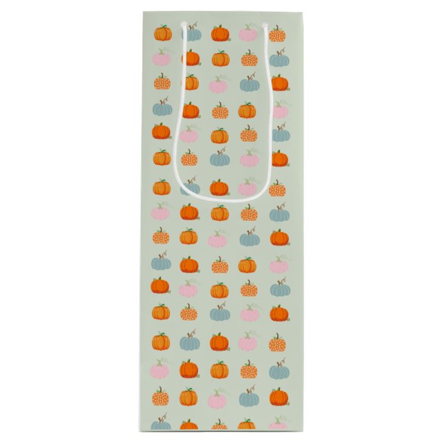 Multicolor Pumpkins Pattern Wine Gift Bag (Front)