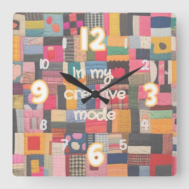 multicolor quilted-styled wall clock (Front)