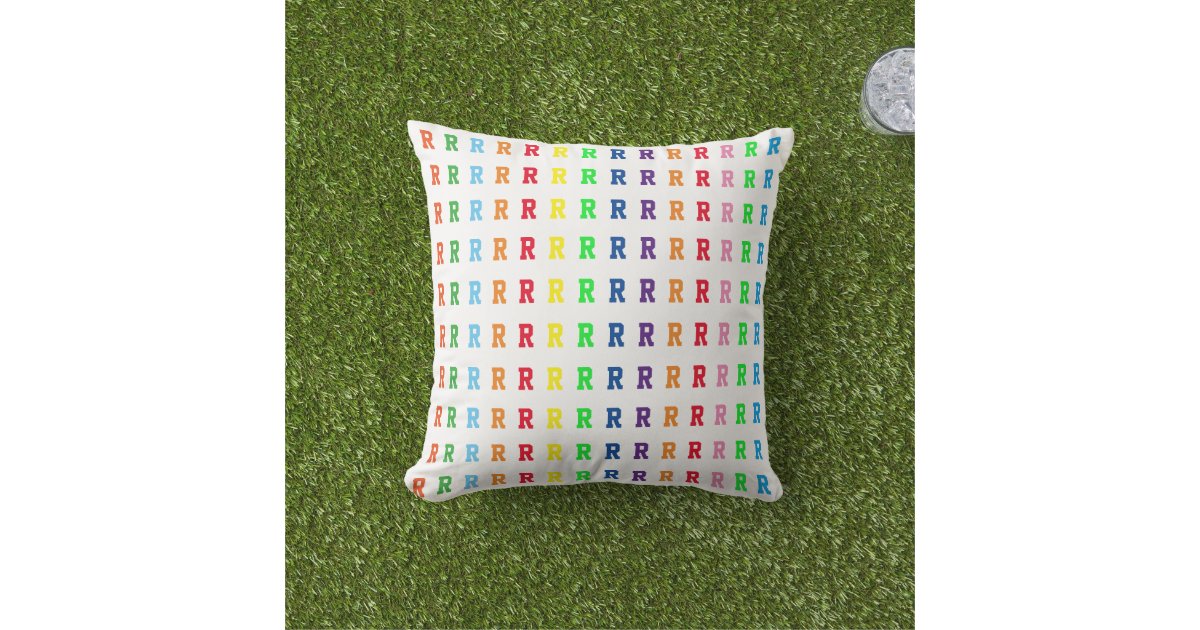 Multicolor R (custom) Initial Pattern Outdoor Cushion | Zazzle