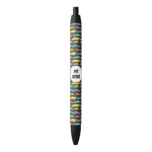 Multicolor Race Cars on Black Personalised Ink Pen