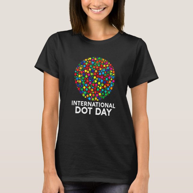 Multicolor Rainbow Coloured Polka Dot Internationa T-Shirt (Front)