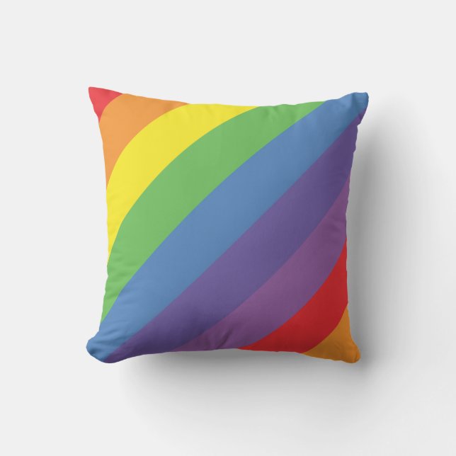Multicolor Rainbow Stripes Colourful Modern Cushion (Front)