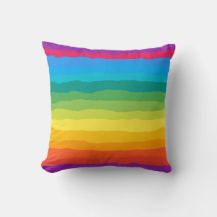 Multicolor Rainbow Wiggly Stripes Cushion