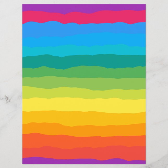Multicolor Rainbow Wiggly Stripes Scrapbook Paper (Front)