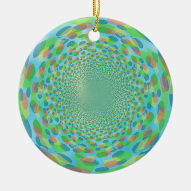Multicolor Receding Design Ceramic Ornament (Front)