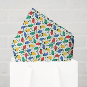 Multicolor Retro Christmas Lights Matching Tissue Paper