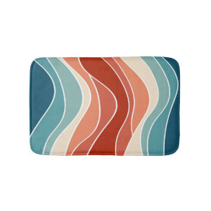 Multicolor retro style waves bath mat