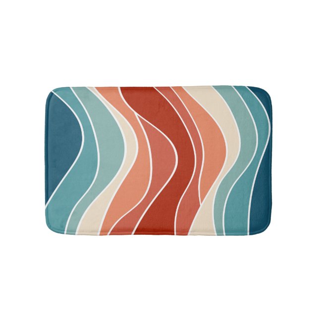 Multicolor retro style waves bath mat (Front)