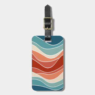 Multicolor retro style waves luggage tag