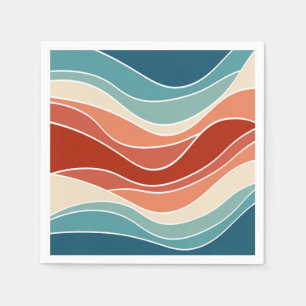Multicolor retro style waves napkin